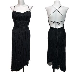 Black Short Beaded Dress, XXS - XS